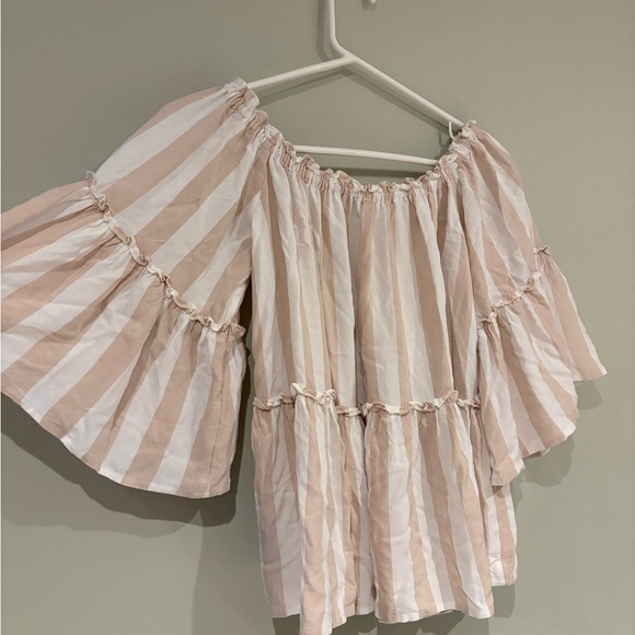 Beachy Striped Off-Shoulder Blouse American Eagle Medium - Picture 3 of 7
